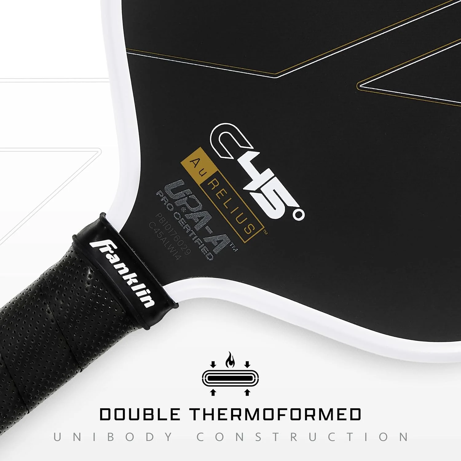 Franklin Sports PRO Pickleball Paddles – C45 Carbon Fiber Series - Official USAP + UPA Approved Pickleball Paddle - Aurelius 14mm Polymer Core - Official Shape of Anna Leigh Waters - Black/White - Image 2