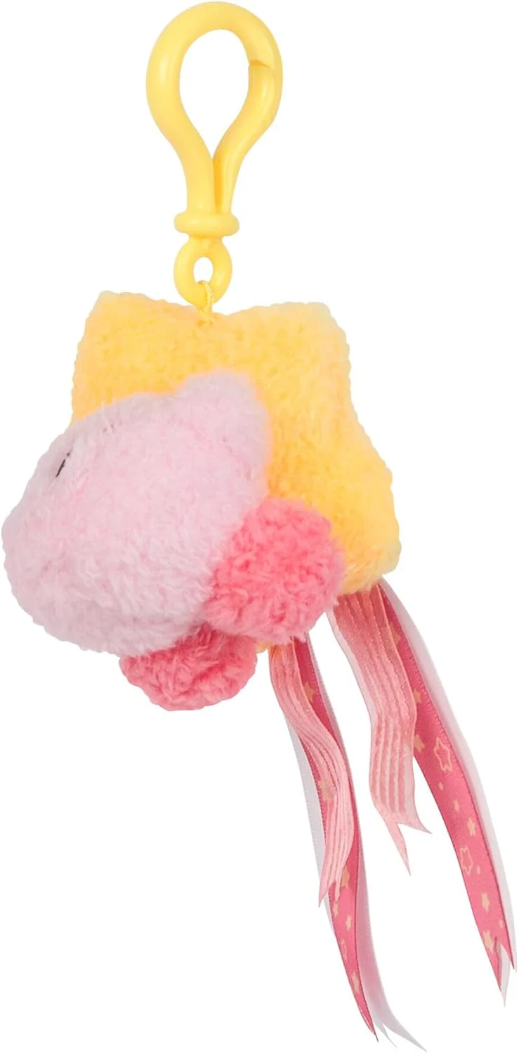 TOMY Mofulatto Kirby & Warp Star Plush Clip-On, Soft Sherpa-Feel Kirby Bag Charm, Kawaii Travel Accessory, Collectible Plush Keychain for Kids and Adults, Clip for Backpack or Purse - Image 2