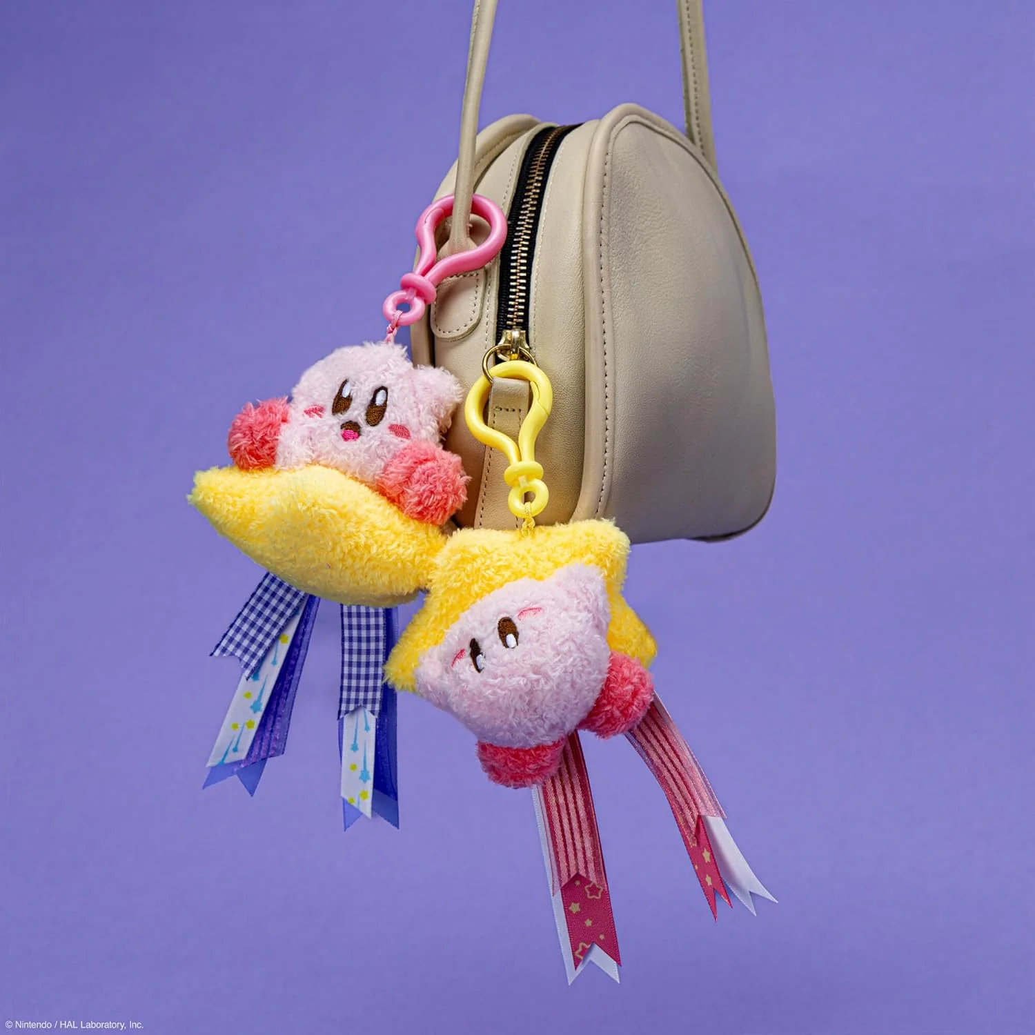 TOMY Mofulatto Kirby & Warp Star Plush Clip-On, Soft Sherpa-Feel Kirby Bag Charm, Kawaii Travel Accessory, Collectible Plush Keychain for Kids and Adults, Clip for Backpack or Purse - Image 4
