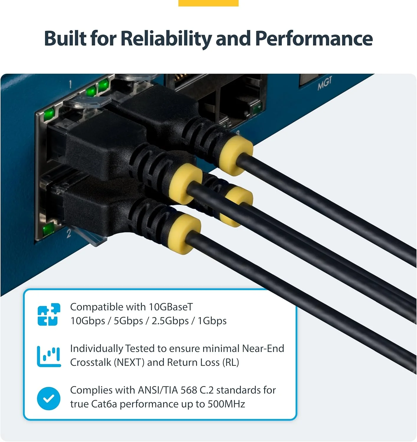StarTech Cavo Ethernet CAT6a Ultra Sottile da 1 m Nero, Snagless, UTP in Rame Puro 34AWG, Cavo Patch RJ45 Sottile, Sottoposto a Test Fluke - Image 7