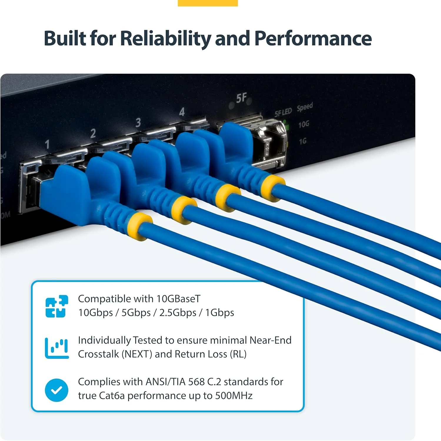 StarTech Cavo Ethernet CAT6a Ultra Sottile da 3 m Blu, Snagless, FTP in Rame Puro 34AWG, Cavo Patch RJ45 Sottile, Testato Individualmente - Image 4