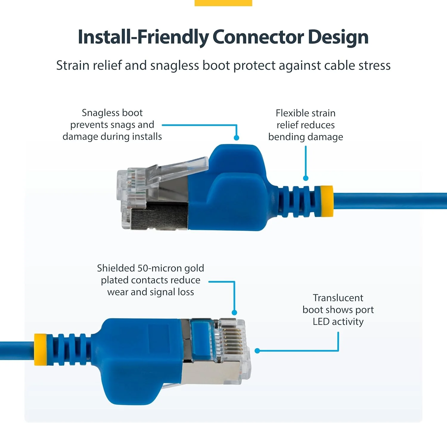 StarTech Cavo Ethernet CAT6a Ultra Sottile da 80 cm Blu, Snagless, FTP in Rame Puro 34AWG, Cavo Patch RJ45 Sottile, Sottoposto a Test Fluke - Image 5