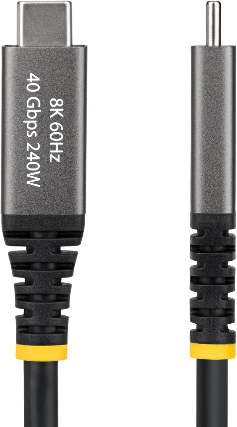 StarTech.com 2m (6ft) Active USB4 Cable, 40Gbps, 240W, 8K 60Hz/4K 240Hz DP2.1, Thunderbolt 4 Compatible USB-C Cable, Black - Image 3