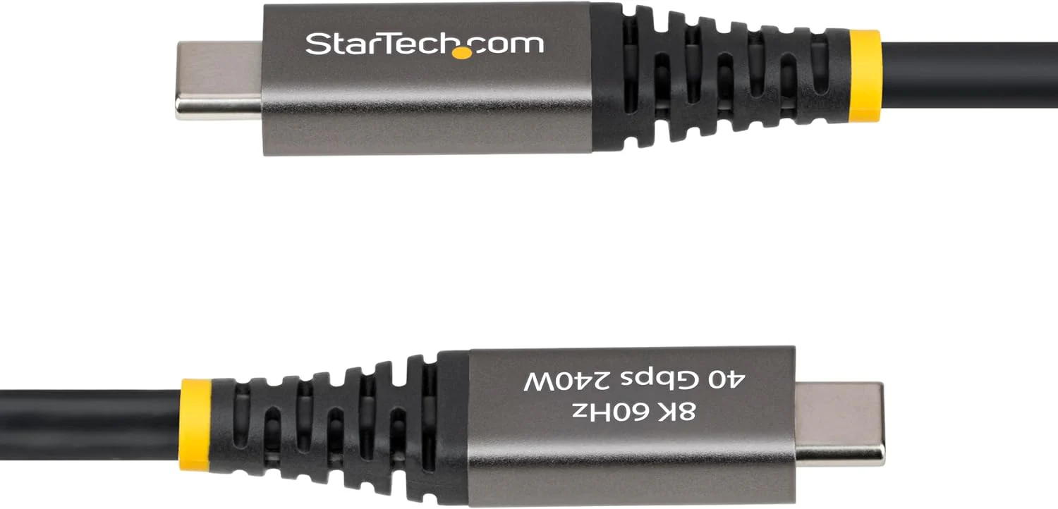 StarTech.com 2m (6ft) Active USB4 Cable, 40Gbps, 240W, 8K 60Hz/4K 240Hz DP2.1, Thunderbolt 4 Compatible USB-C Cable, Black - Image 4