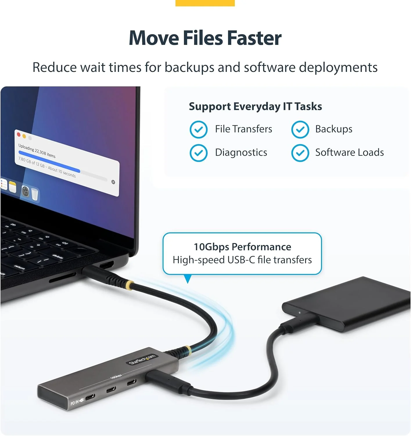 StarTech Hub USB-C 4 porte 10Gbps, ricarica Power Delivery 100W, 4x USB-C, protezione sovracorrente, alluminio PCR, per MacBook/Dell/ThinkPad/HP/iPad/Tablet - Image 3