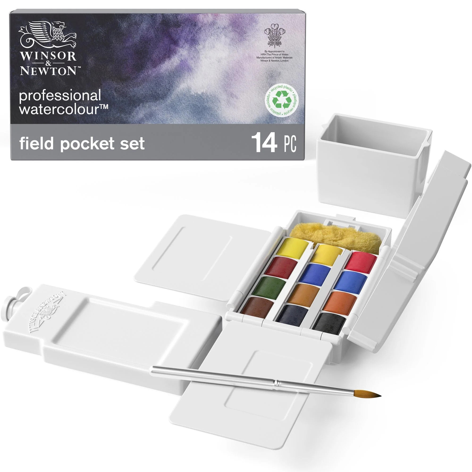 Winsor & Newton 0190685 Professional Water Colour, fijnste kunstenaars aquarelverf met de hoogst mogelijke pigmentatie, uitstekende lichtechtheid - Field Box 12 x halve napjes