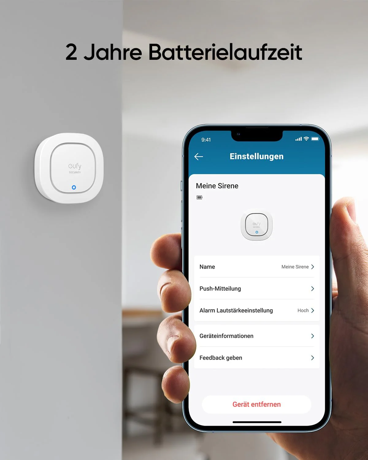 eufy Security Sirene, 105dB kabelloser Alarm, IP65 Wetterfest, mit Fernalarmierung, 2 Jahre Batterielaufzeit, Homebase 2 & 3 kompatibel, App Steuerung, HomeBase Erforderlich - Image 4