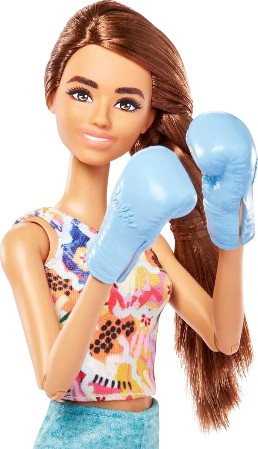 Barbie Self-Care Doll, Brunette Posable Workout Doll with Puppy & Accessories Including Roller Skates & Tennis Rackets - Image 4