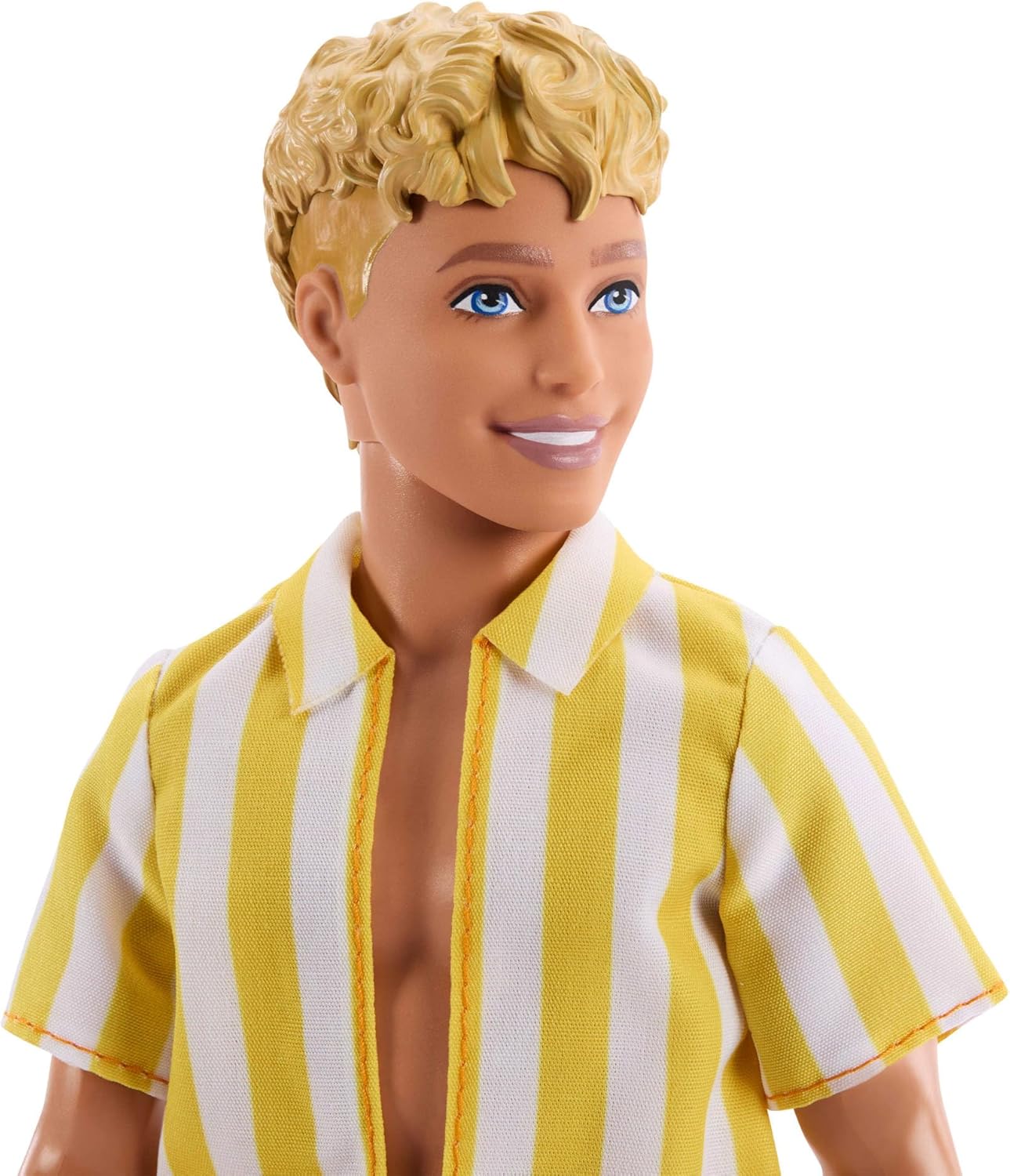 Barbie Fashionistas Style Ken Doll #252 with Blond Hair, Wearing Orange and Yellow Polka-Dot Board Shorts with Yellow and White Striped Shirt, Orange Shoes, JJN66 - Image 4