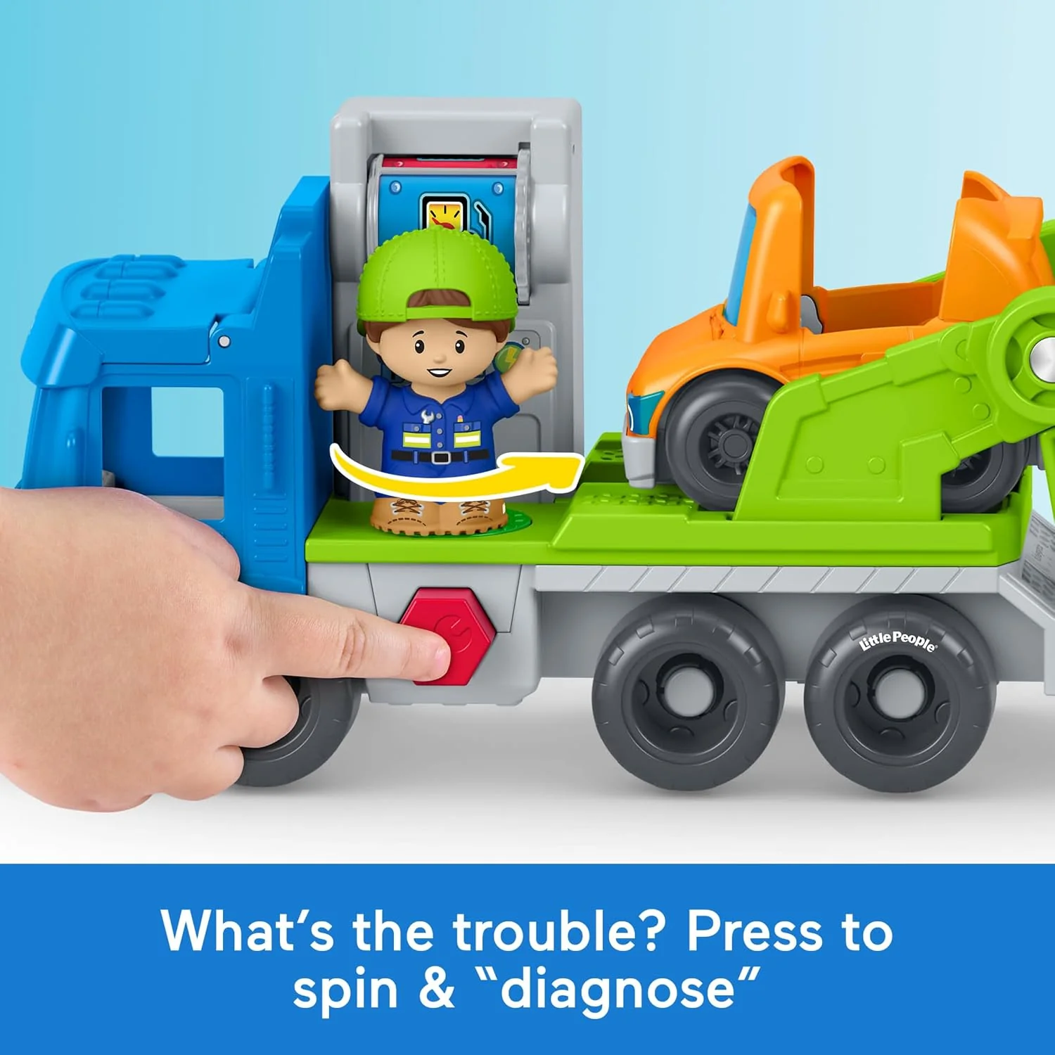 Fisher-Price Little People Toddler Toy Load & Roll Hauler Car Carrier & Mechanic Playset for Preschool Pretend Play Kids Ages 1+ Years, JJY78 - Image 6