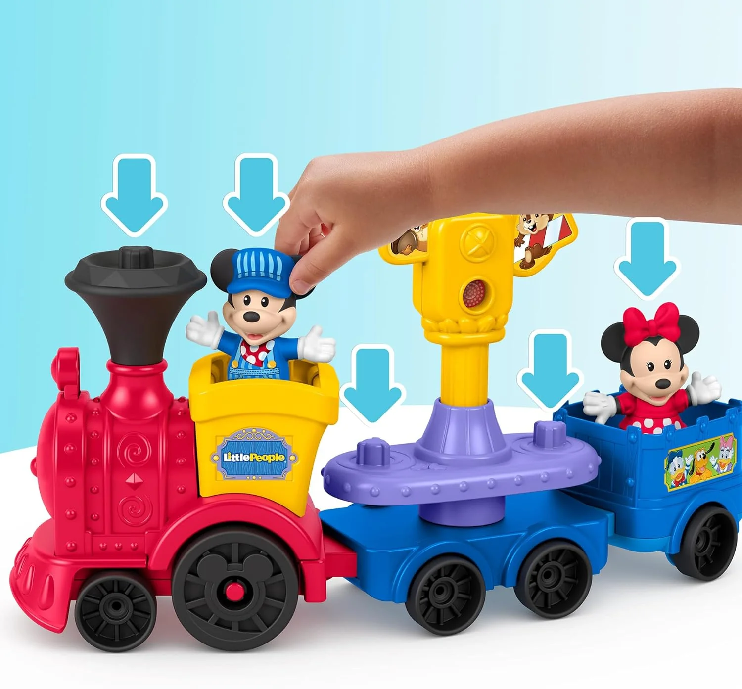 Fisher-Price Little People, Peuterspeelgoed, DISNEY Jr Mickey en Minnie muzikale trein met 2 Figuren voor Fantasiespel voor kinderen vanaf 18 maanden, JKB04 - Image 2