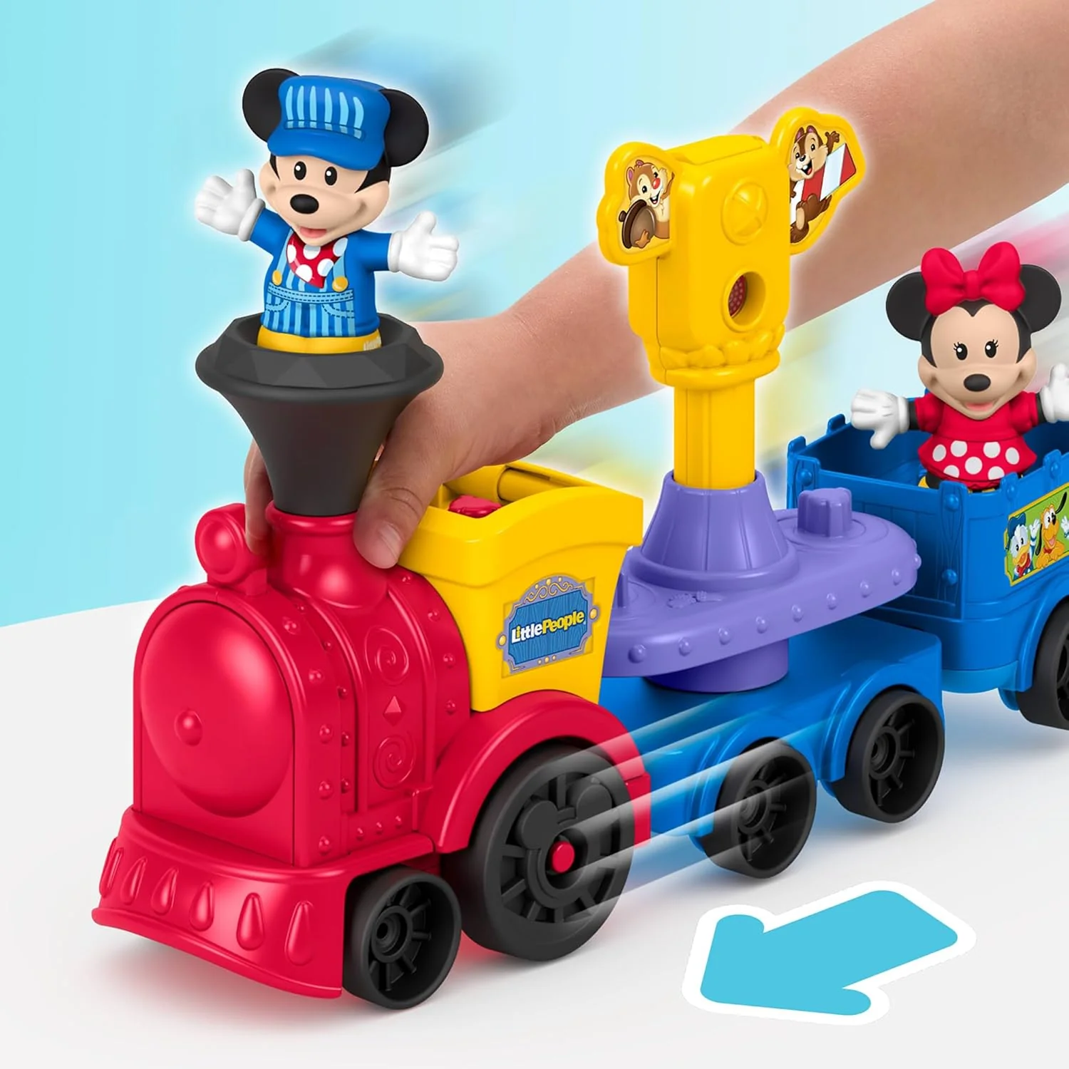 Fisher-Price Little People, Peuterspeelgoed, DISNEY Jr Mickey en Minnie muzikale trein met 2 Figuren voor Fantasiespel voor kinderen vanaf 18 maanden, JKB04 - Image 3