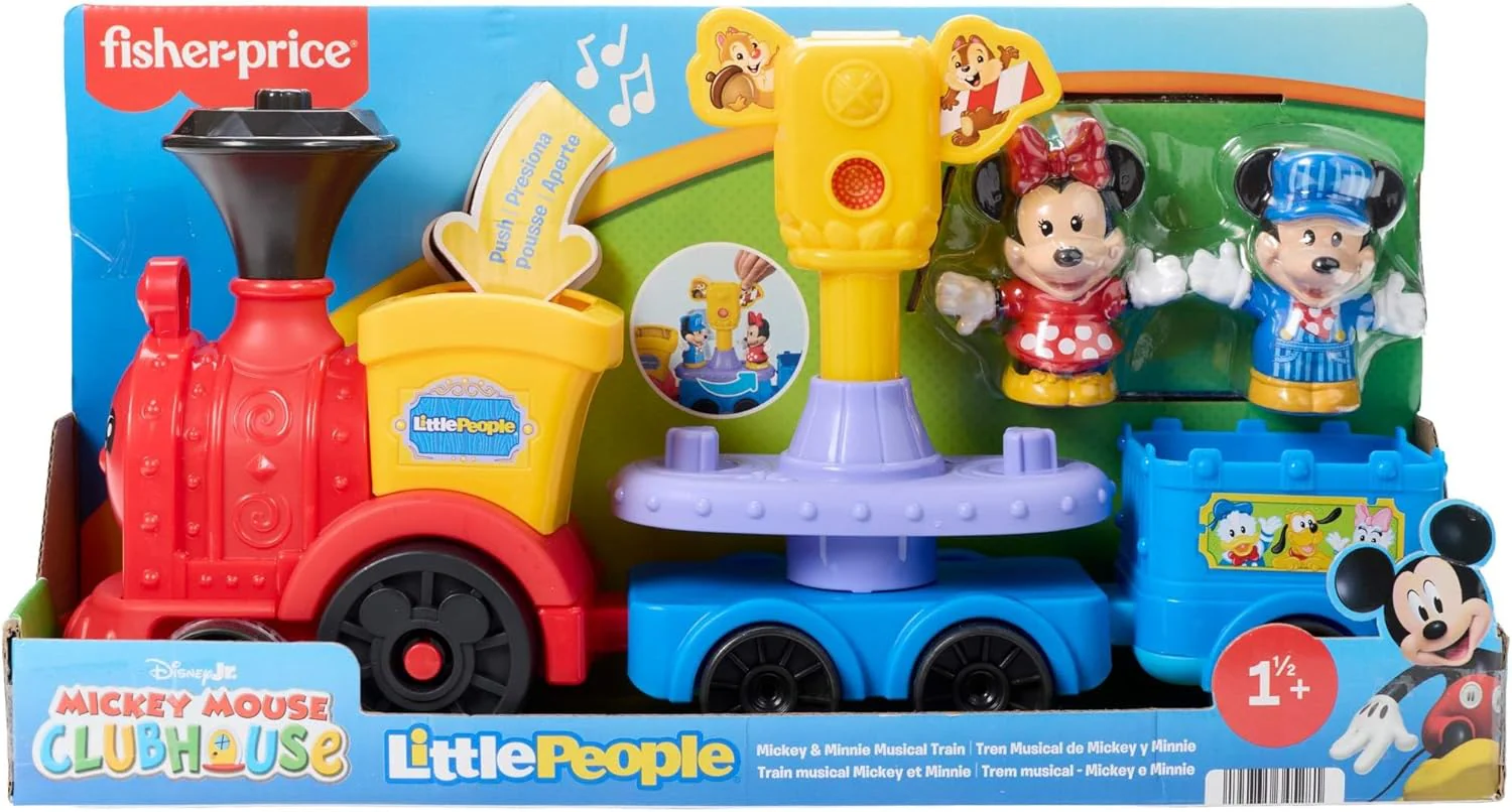 Fisher-Price Little People, Peuterspeelgoed, DISNEY Jr Mickey en Minnie muzikale trein met 2 Figuren voor Fantasiespel voor kinderen vanaf 18 maanden, JKB04 - Image 5