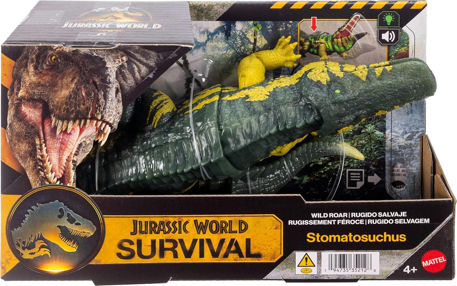 Mattel Jurassic World Wild Roar Stomatosuchus Dinosaur Action Figure Toy, Sounds & Attack & Lights, Scan Code for Digital Play, JKL82 - Image 4