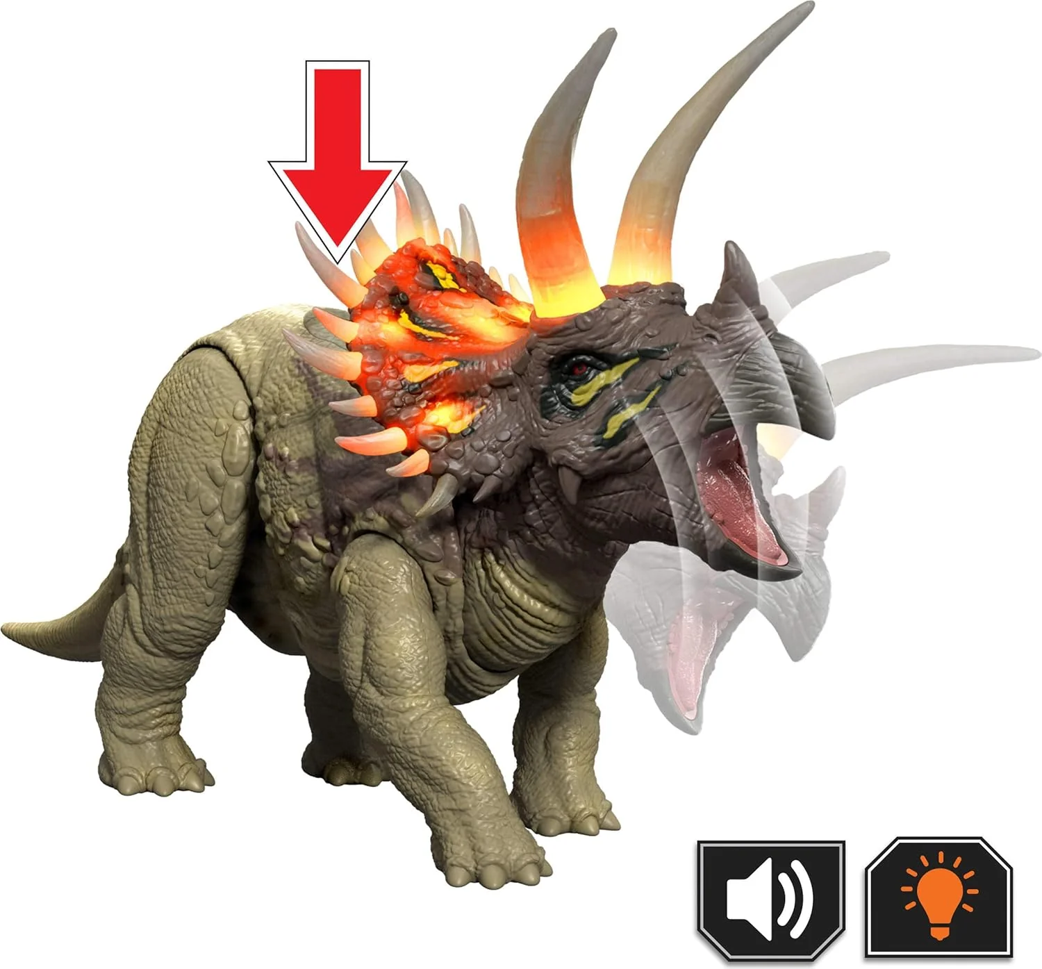 Mattel Jurassic World Wild Roar Triceratops - Image 2