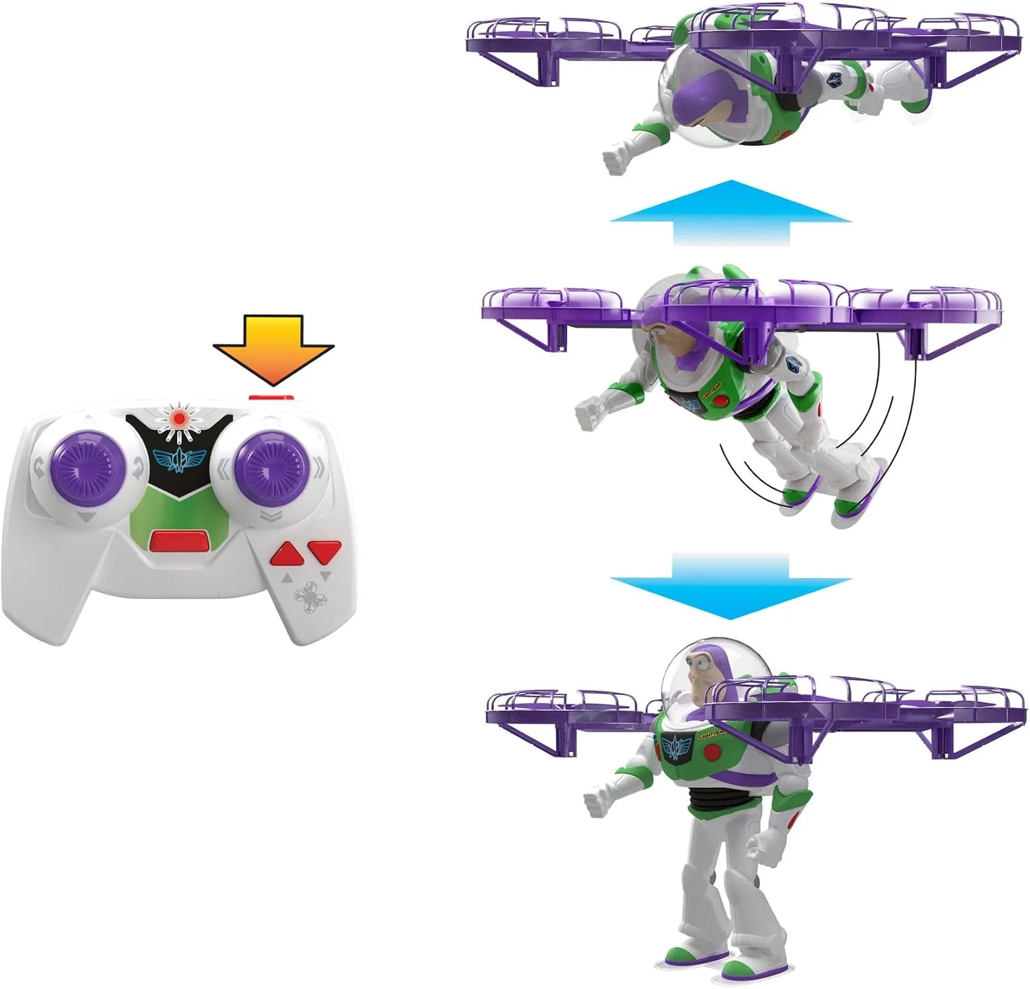 Mattel Disney and Pixar Toy Story 5 Flying RC, Hi-Tech Edition Buzz Lightyear Remote Controlled Electronic Split Wing Space Ranger, JKV53 - Image 4