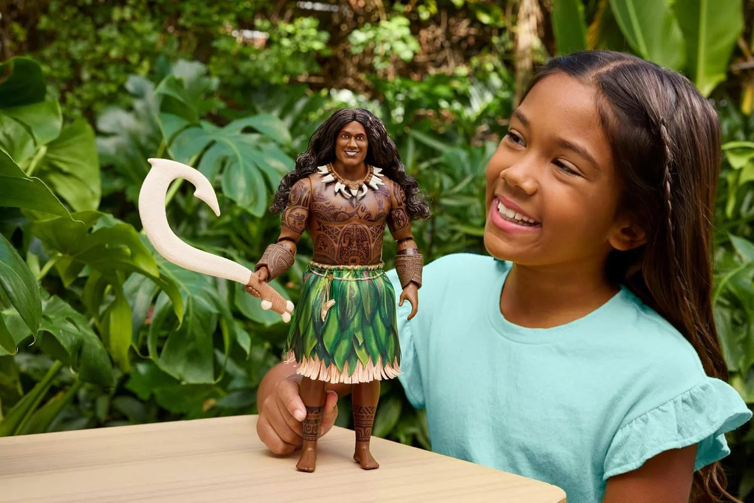 Mattel Disney Moana Toys, Maui Doll with Removable Fashion, Curly Hair, Fishhook & 3 Accessories, Posable & Collectible, Inspired by Live Action Movie, JLP17 - Image 4