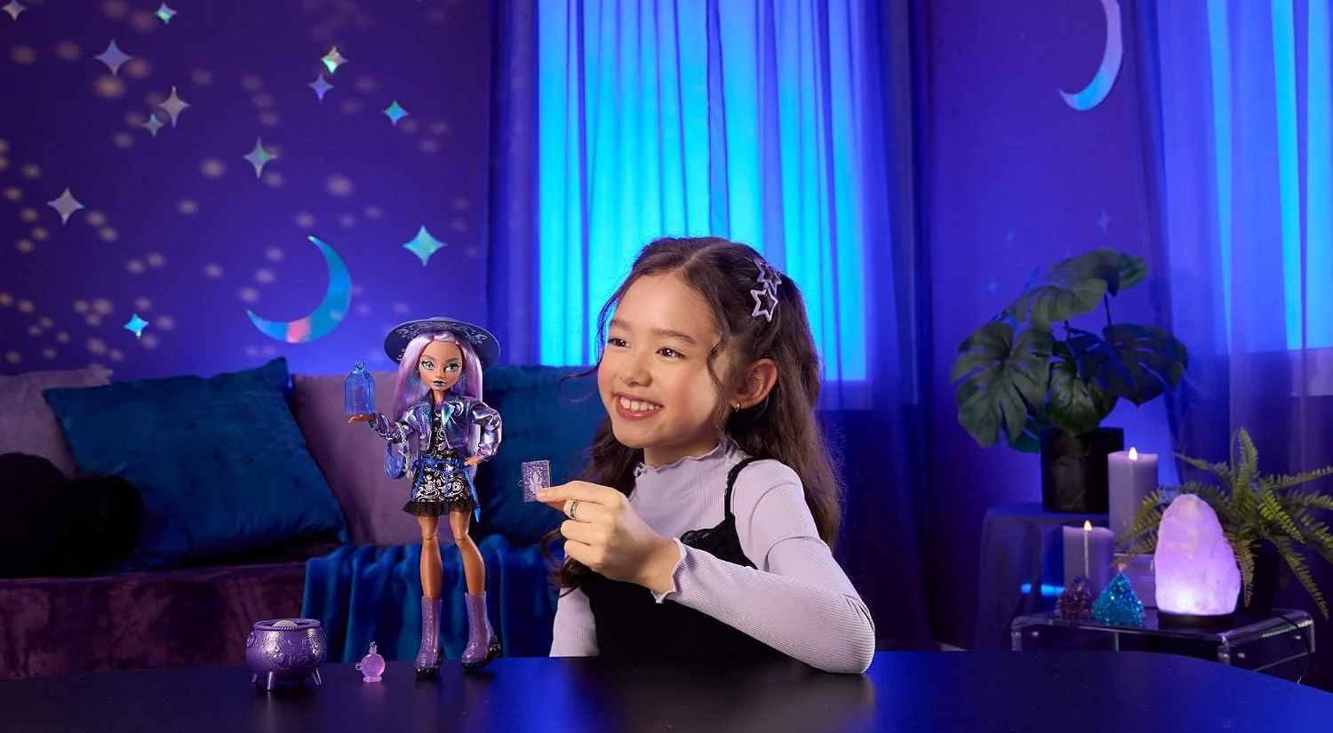 Monster High Doll, Moonspell Magic Layla Stone The Crystal Witch with Cauldron Surprise & Accessories like Potion Bottle & Spellbook, JMB90 - Image 3