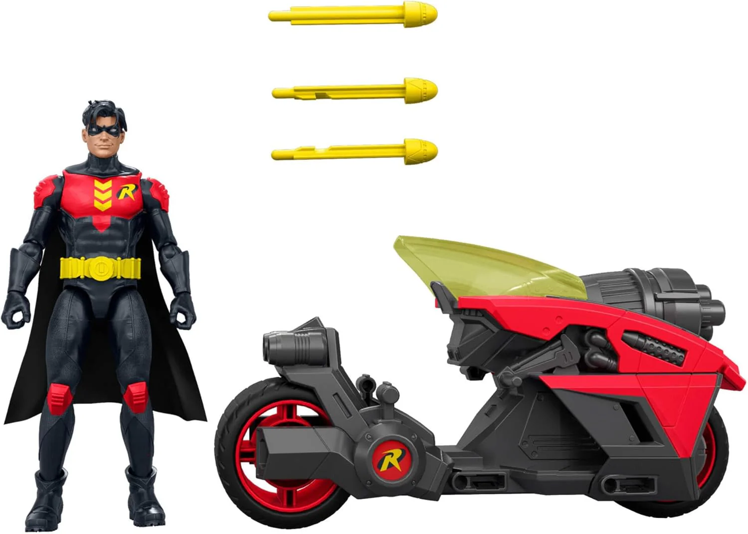 Mattel DC Premier 6.5 Inch Robin Figure & Cycle Vehicle with Projectile Launch, Exclusive Deco, Batlink Robin Cycle, JMD51 - Image 6
