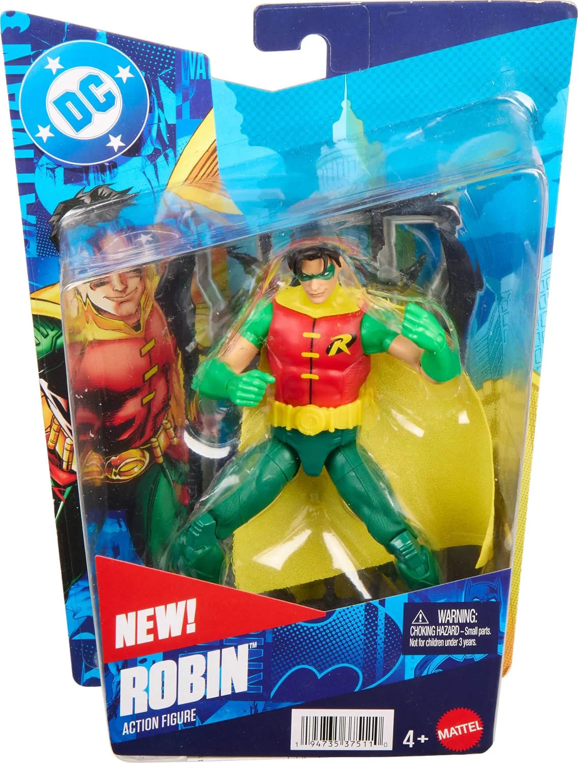 Mattel DC Premier 6.5 Inch Robin Action Figure Series 1, Detailed Super Hero Design 22 Articulations & Fabric Cape, Weapon Stand & Accessories, JMD96 - Image 2