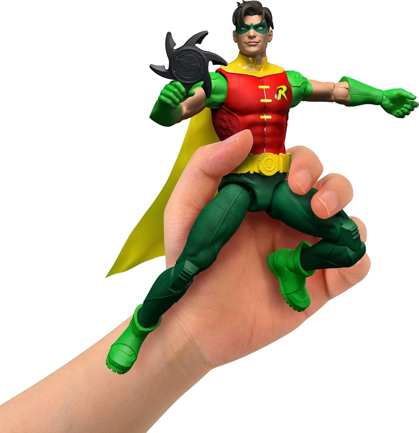 Mattel DC Premier 6.5 Inch Robin Action Figure Series 1, Detailed Super Hero Design 22 Articulations & Fabric Cape, Weapon Stand & Accessories, JMD96 - Image 4