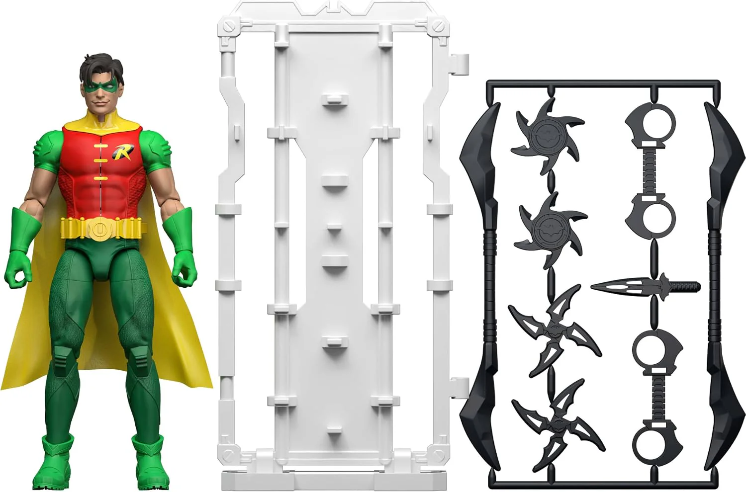 Mattel DC Premier 6.5 Inch Robin Action Figure Series 1, Detailed Super Hero Design 22 Articulations & Fabric Cape, Weapon Stand & Accessories, JMD96 - Image 5