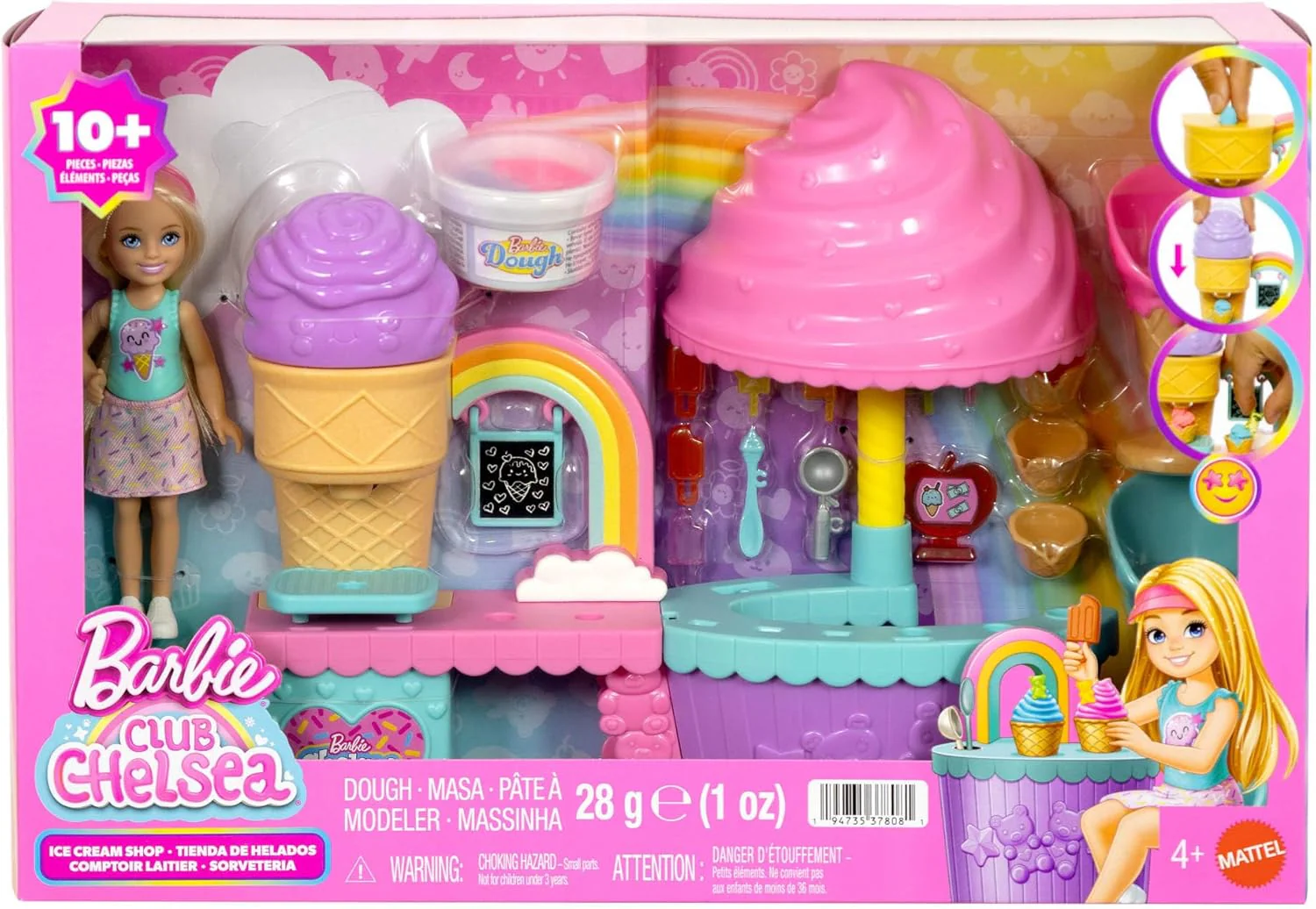 Barbie Club Chelsea Ice Cream Shop Playset with Chelsea Doll, 2 Dough Colors, and Accessories, JMJ42 - Image 5