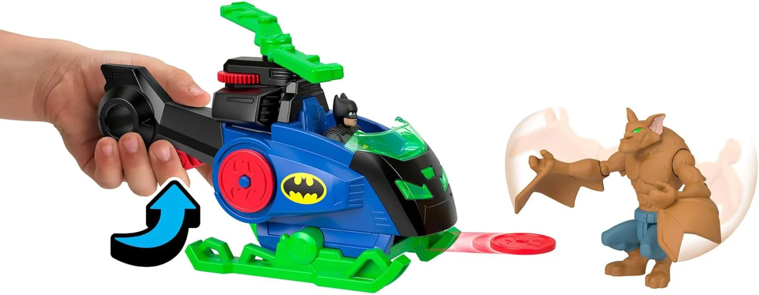 Fisher-Price Imaginext DC Super Friends with 3-inch Action Figures & Toy Vehicle, Batcopter Batman, Man-Bat (Styles May Vary), JML97 - Image 3