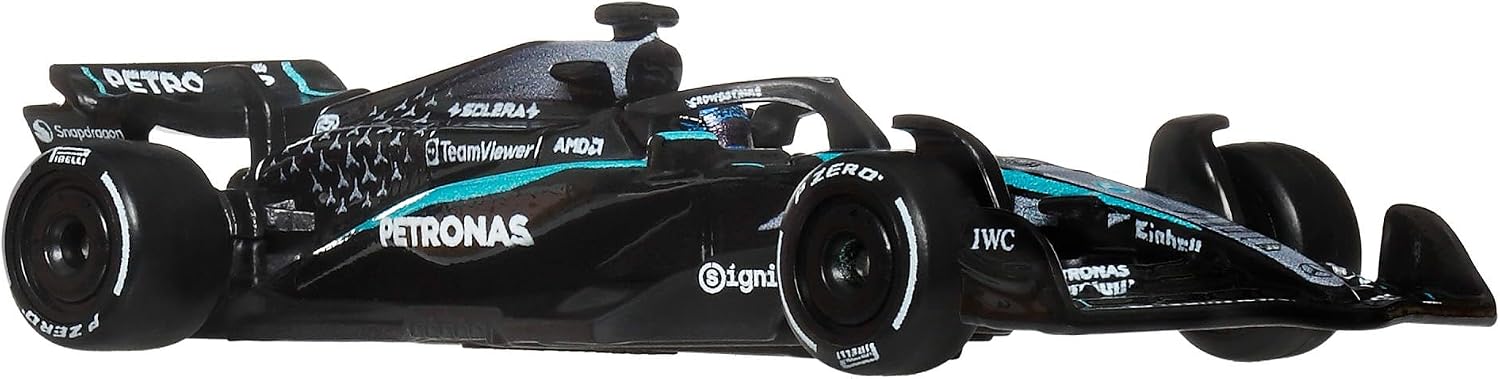 Hot Wheels Premium Formula 1 Toy Cars, 2 1:64 Scale Mercedes-AMG PETRONAS Formula 1 Team Racecars of George Russell & Kimi Antonelli, JMM93 - Image 2