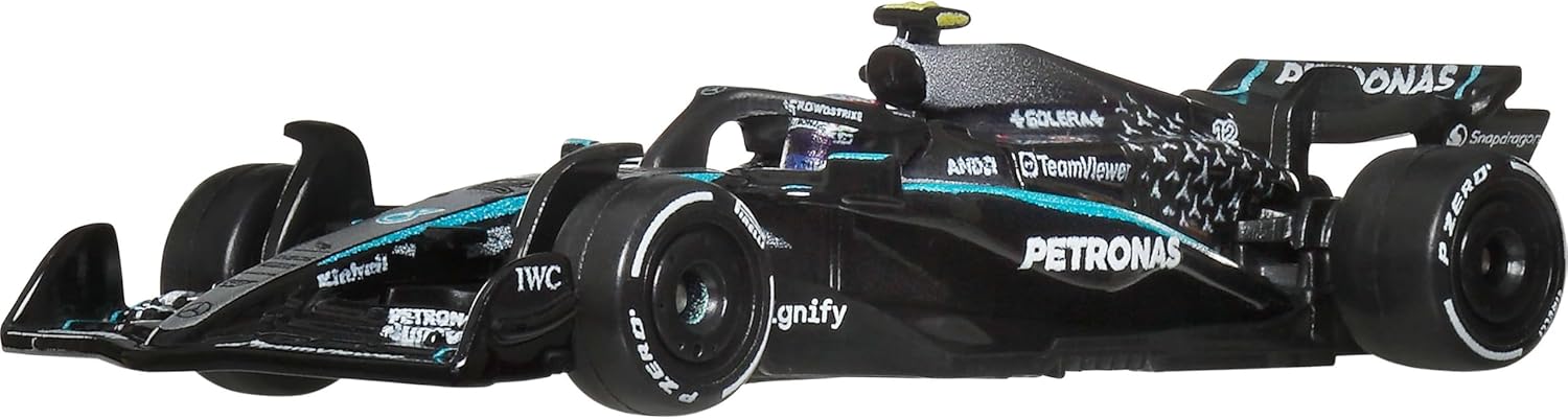 Hot Wheels Premium Formula 1 Toy Cars, 2 1:64 Scale Mercedes-AMG PETRONAS Formula 1 Team Racecars of George Russell & Kimi Antonelli, JMM93 - Image 3