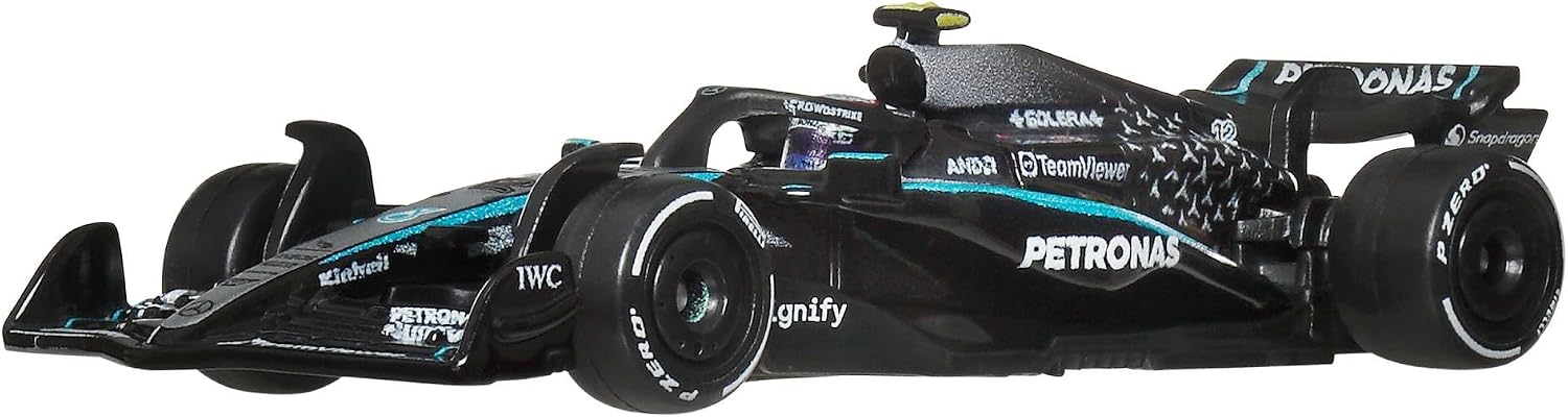 Hot Wheels Premium Formula 1 Toy Cars, 2 1:64 Scale Mercedes-AMG PETRONAS Formula 1 Team Racecars of George Russell & Kimi Antonelli, JMM93 - Image 4