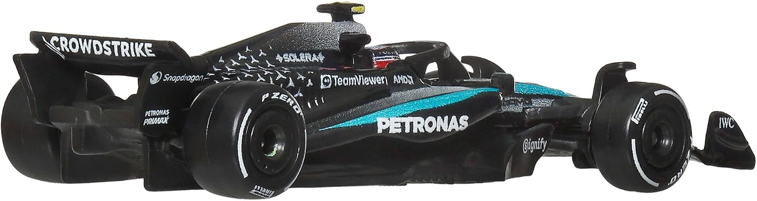 Hot Wheels Premium Formula 1 Toy Cars, 2 1:64 Scale Mercedes-AMG PETRONAS Formula 1 Team Racecars of George Russell & Kimi Antonelli, JMM93 - Image 5