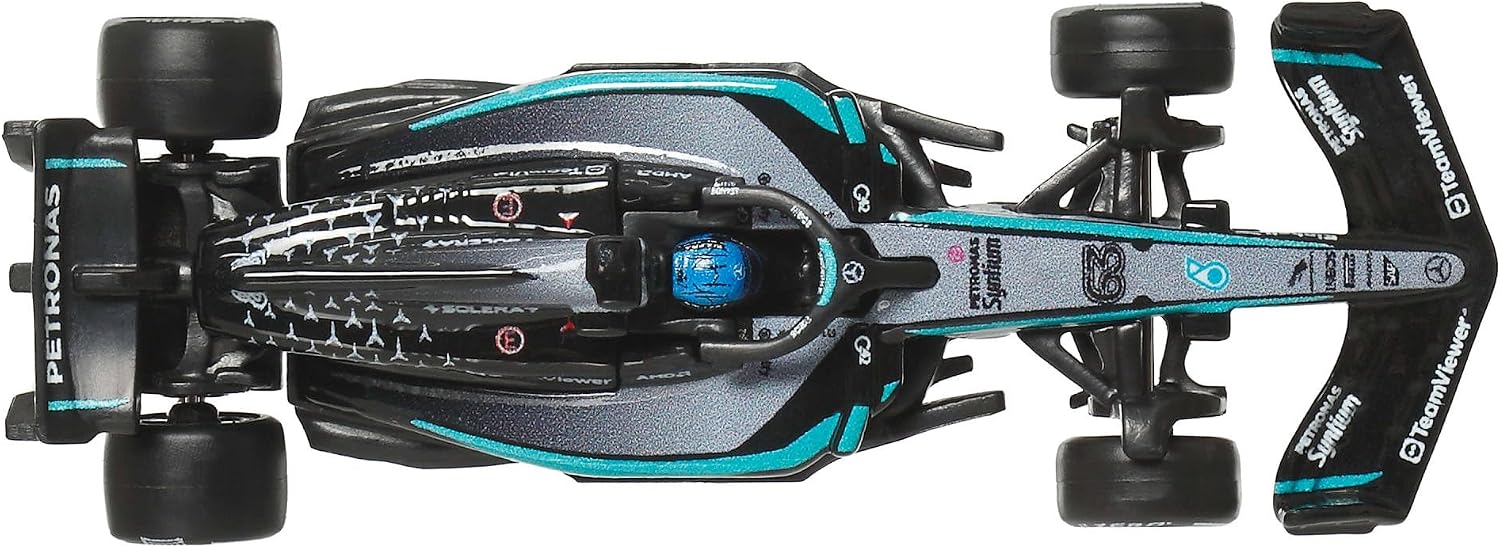 Hot Wheels Premium Formula 1 Toy Cars, 2 1:64 Scale Mercedes-AMG PETRONAS Formula 1 Team Racecars of George Russell & Kimi Antonelli, JMM93 - Image 6