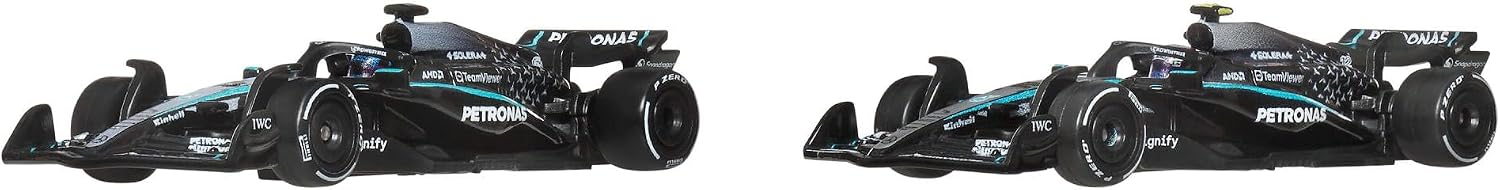 Hot Wheels Premium Formula 1 Toy Cars, 2 1:64 Scale Mercedes-AMG PETRONAS Formula 1 Team Racecars of George Russell & Kimi Antonelli, JMM93 - Image 7