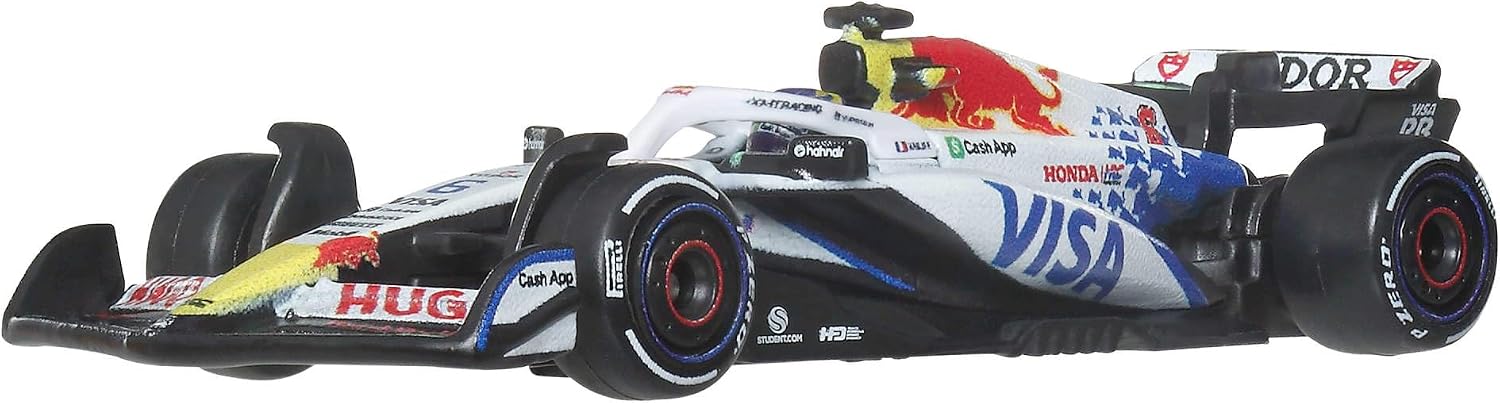 Hot Wheels Premium Toy Cars, 1:64 Scale Die-Cast Visa Cash App Racing Bulls Formula One Team Racecars: Liam Lawson & Isack Hadjar, JMM94 - Image 4