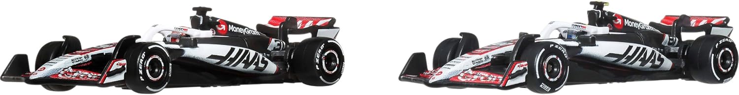 Hot Wheels Premium Formula 1 Toy Cars, 2 1:64 Scale Die-Cast MoneyGram Haas F1 Team Esteban Ocon & Oliver Bearman Racecars with Real Riders Tires, JMM97 - Image 3