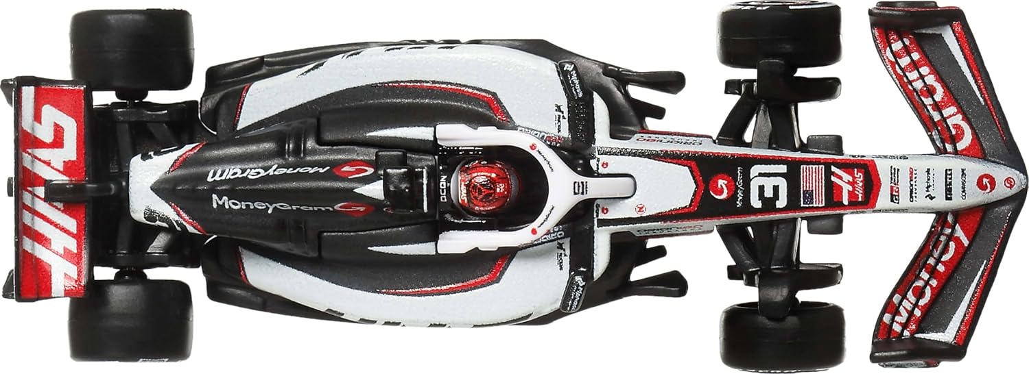 Hot Wheels Premium Formula 1 Toy Cars, 2 1:64 Scale Die-Cast MoneyGram Haas F1 Team Esteban Ocon & Oliver Bearman Racecars with Real Riders Tires, JMM97 - Image 5