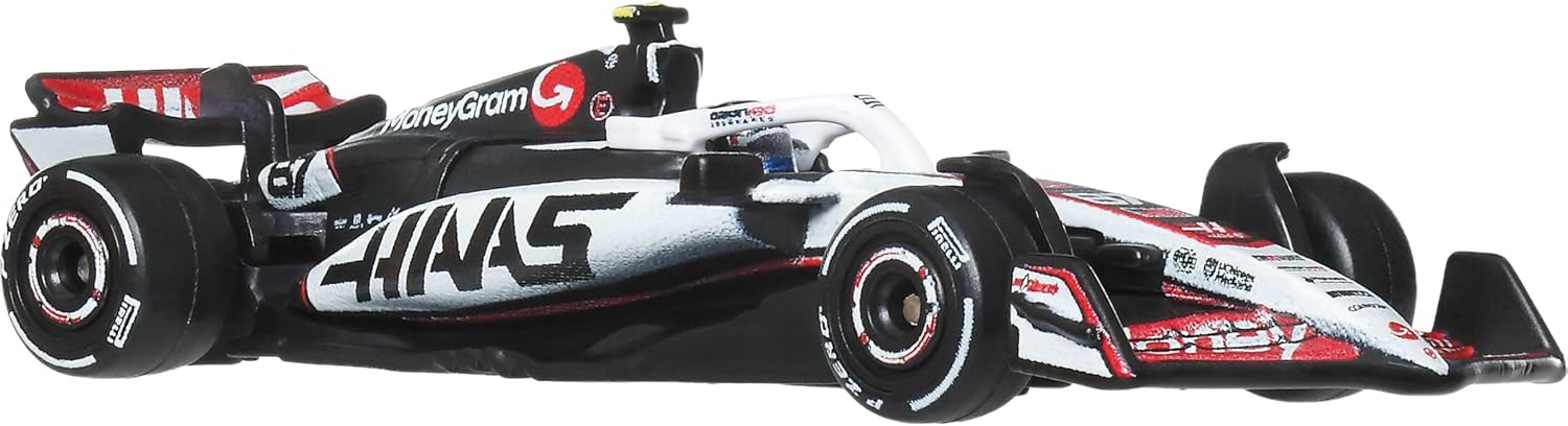 Hot Wheels Premium Formula 1 Toy Cars, 2 1:64 Scale Die-Cast MoneyGram Haas F1 Team Esteban Ocon & Oliver Bearman Racecars with Real Riders Tires, JMM97 - Image 6
