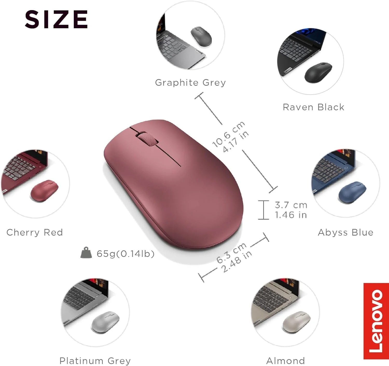 Lenovo 530 Wireless Mouse, Ambidextrous Design, Nano USB Connection, Compatible with Windows Laptops and PCs – - Image 3