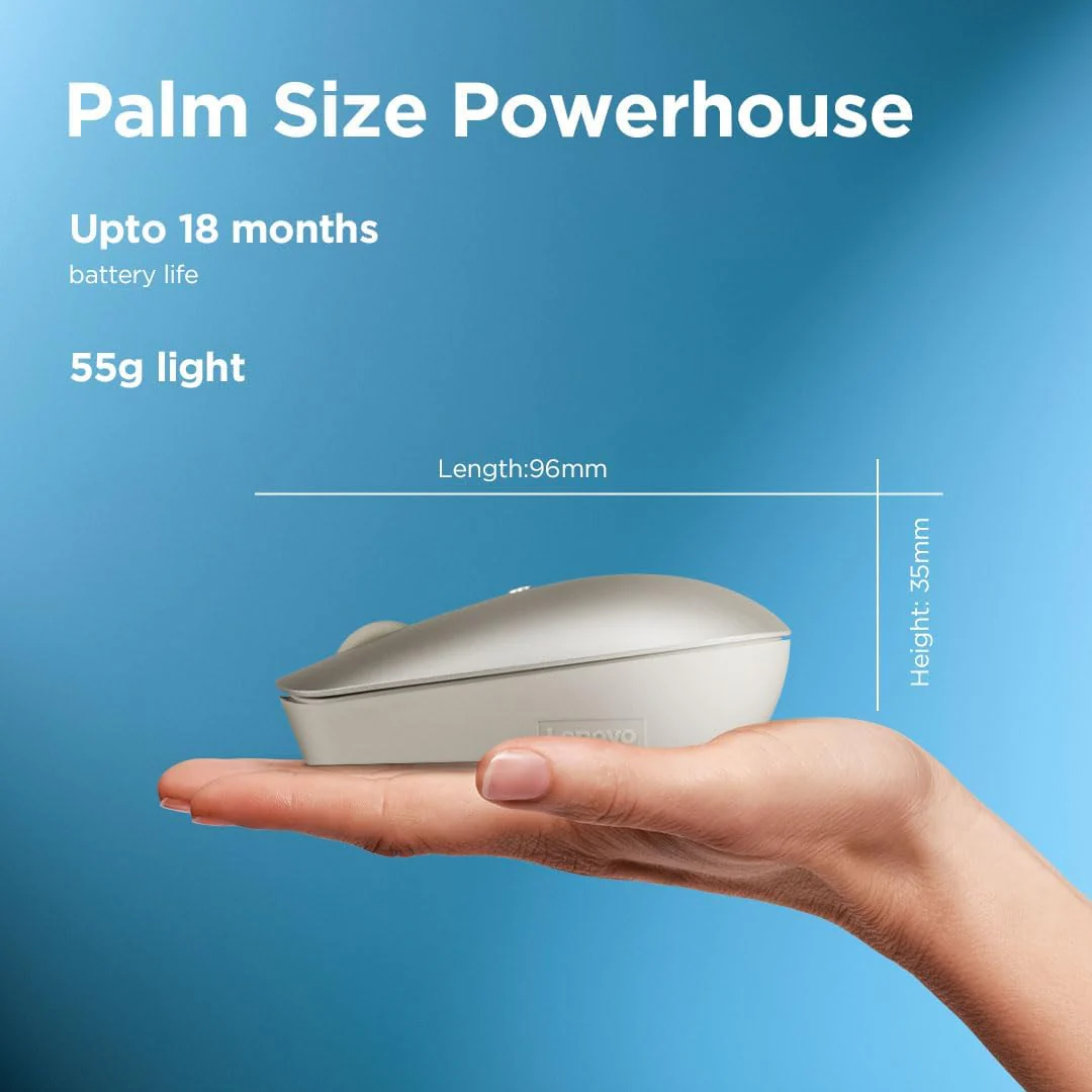 Lenovo 540 Mouse Wireless Compatto con Ricevitore USB-C, Ambidestro, fino a 2400 DPI, Portatile per Laptop e PC, sabbia - Image 2