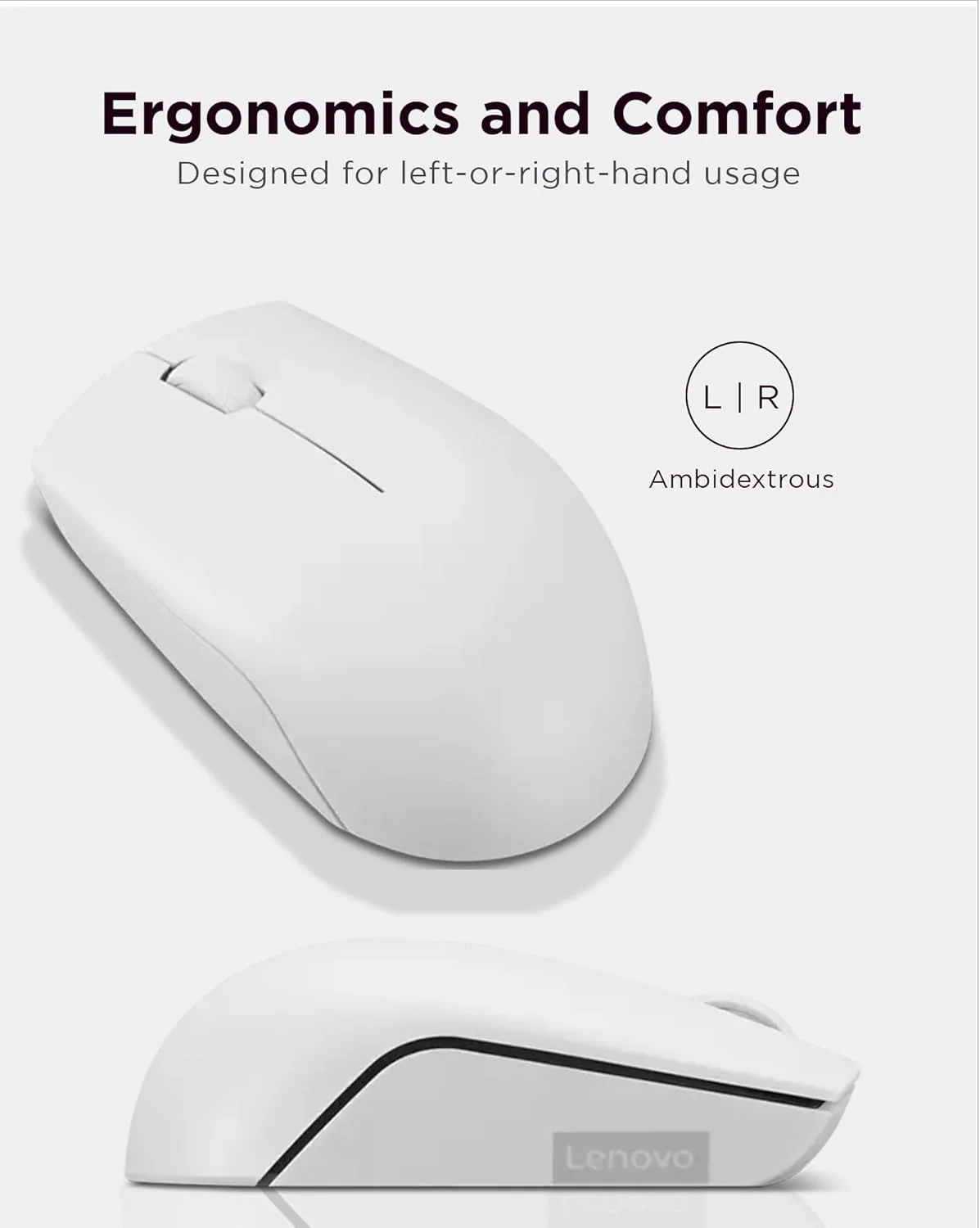 Lenovo 300 Mouse Wireless Compatto, Sensore Ottico 1000 DPI, 2,4 GHz, Ambidestro, Portatile per Laptop e PC, Cloud Grey - Image 4
