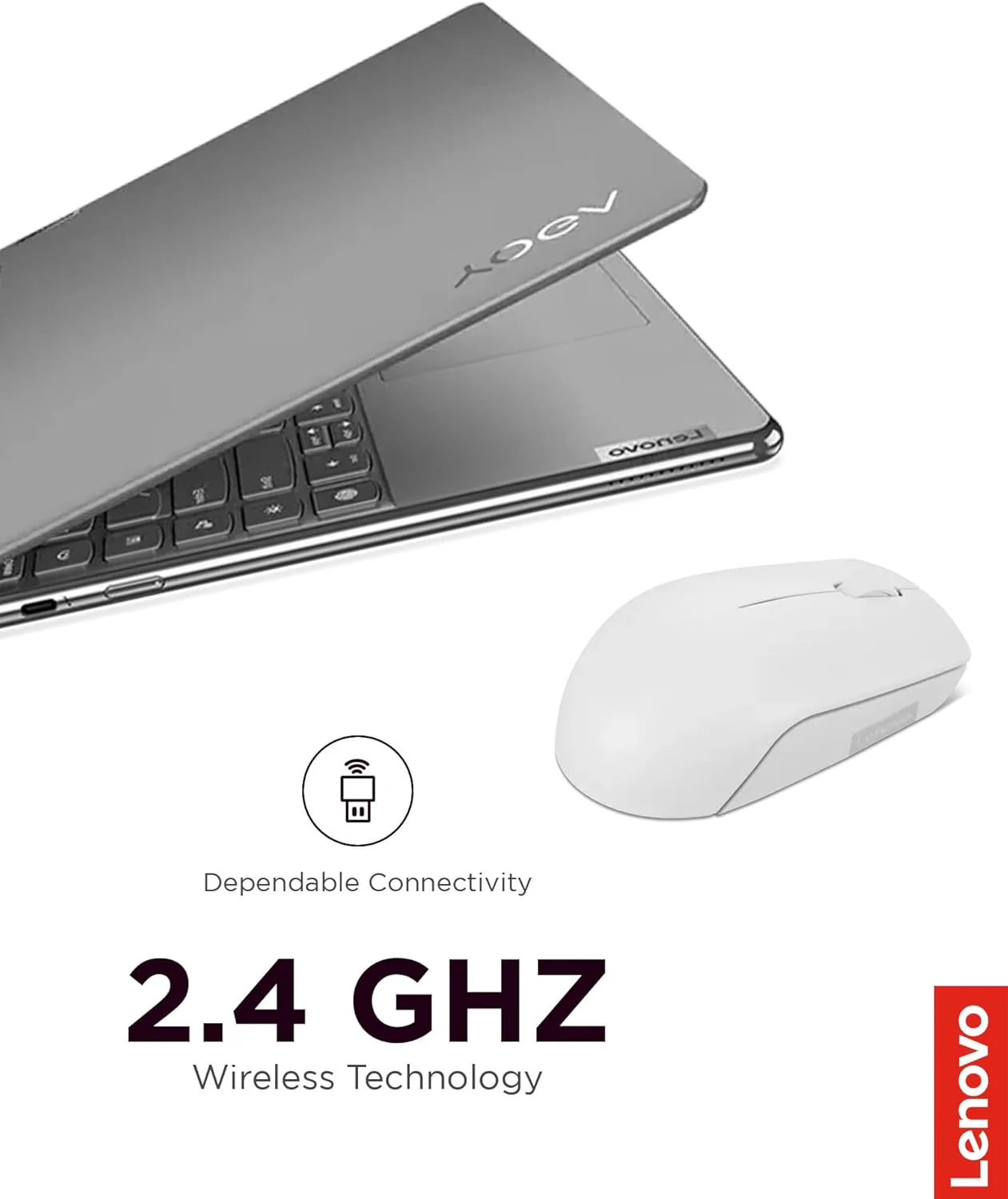 Lenovo 300 Mouse Wireless Compatto, Sensore Ottico 1000 DPI, 2,4 GHz, Ambidestro, Portatile per Laptop e PC, Cloud Grey - Image 6
