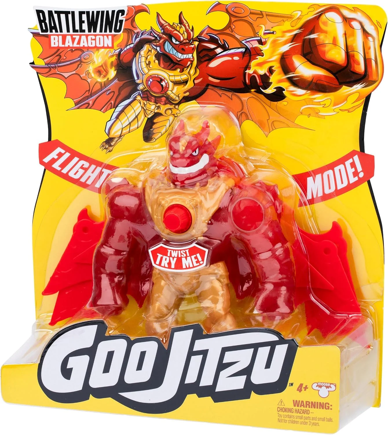 Goo Jitzu Battlewing Blazagon Power-Up Figure – 8.5” Tall, Stretchy Action Figure with Massive Battle Wings, Goo-Activated Power - Image 8