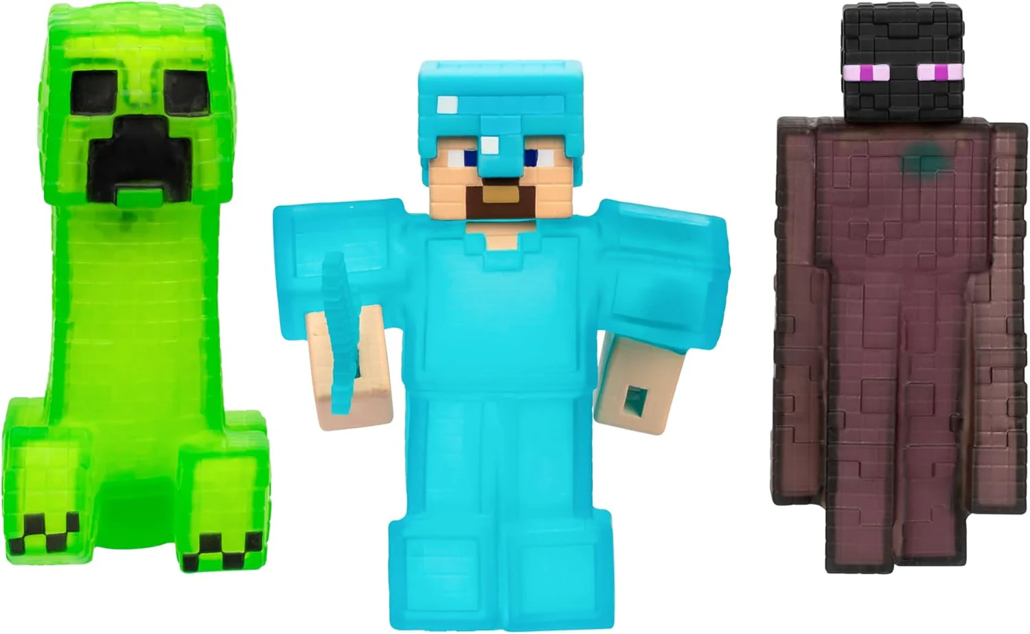 Heroes of Goo Jit Zu Minecraft Actionfigures 3 Pack - Creeper, Steve, Enderman - Stretchy and Bendable toy-figures for Minecraft fans 4+ years. - Image 3
