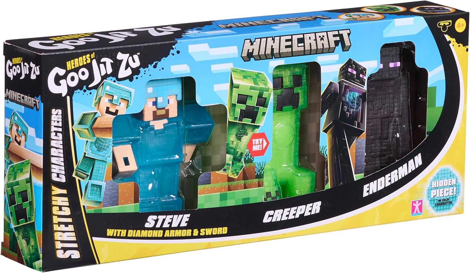 Heroes of Goo Jit Zu Minecraft Actionfigures 3 Pack - Creeper, Steve, Enderman - Stretchy and Bendable toy-figures for Minecraft fans 4+ years. - Image 6