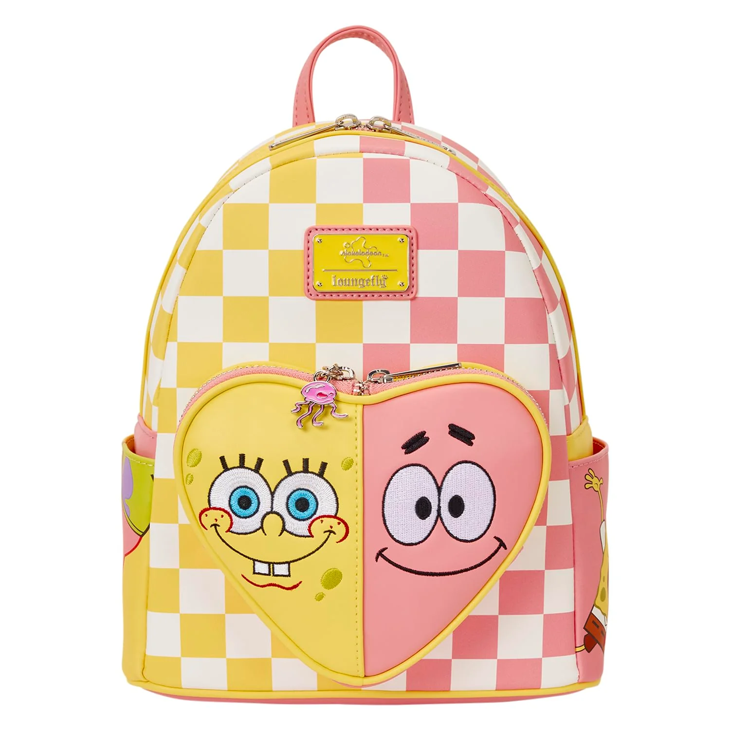 Loungefly Nickelodeon Spongebob Squarepants - Patrick Star - Mini Zaino a Scacchi con Tasca Frontale a Forma di Cuore - Ideale per Bambini e Adulti - Borse da Collezione