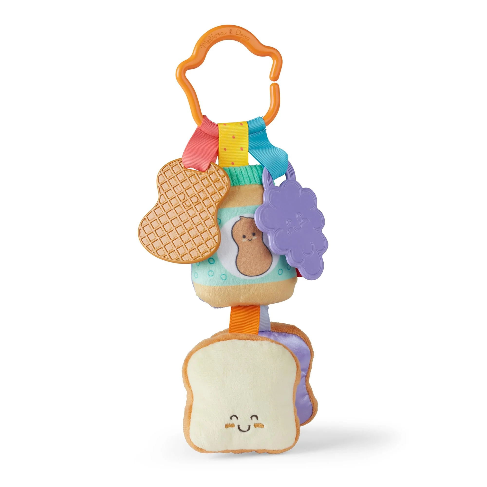 Melissa & Doug Multi-Sensory PB&J Take-Along Clip-On Baby Toy | Sensory toy for Infants | Developmental Toy for Toddlers | 0+ | Gift for Baby Boys or Baby Girls