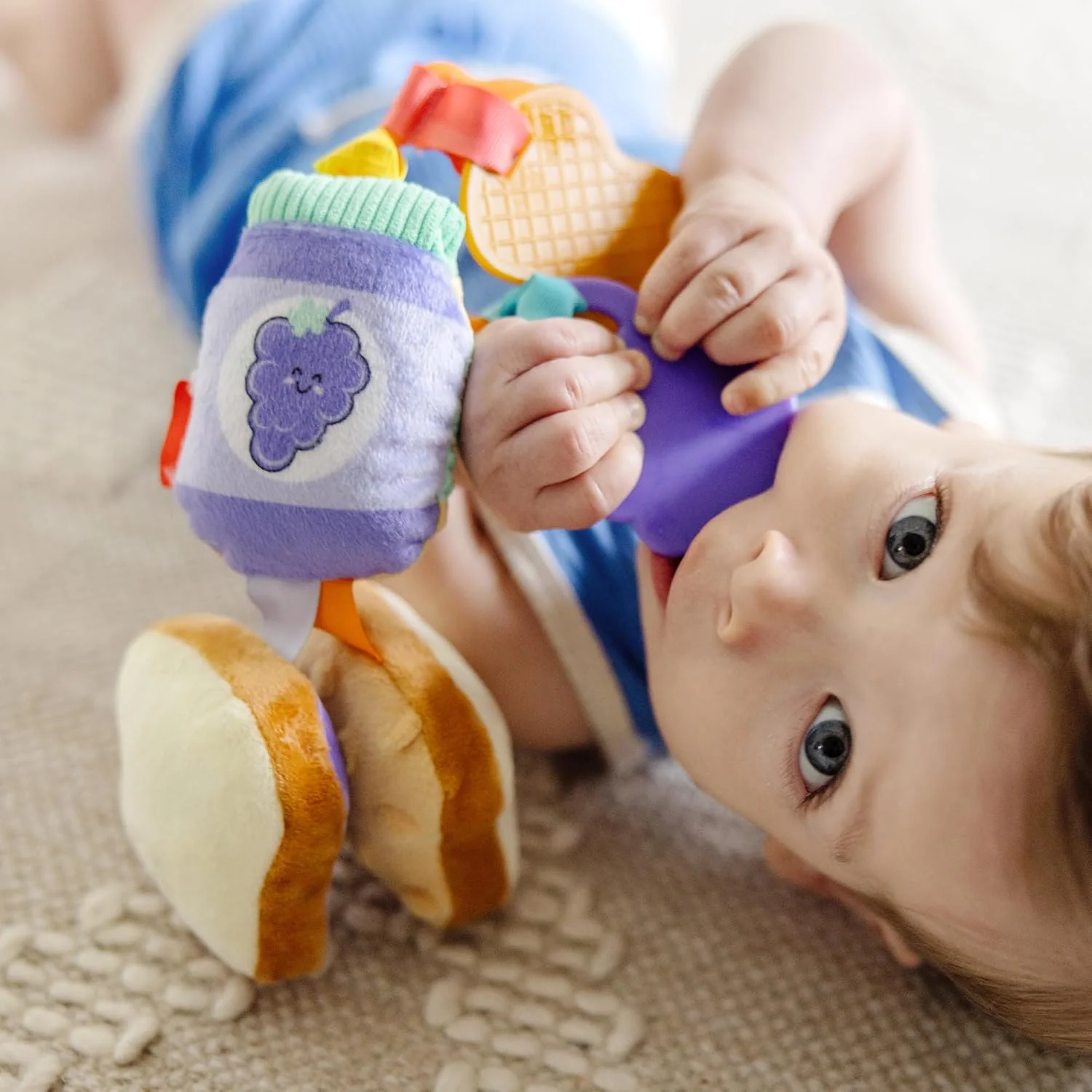Melissa & Doug Multi-Sensory PB&J Take-Along Clip-On Baby Toy | Sensory toy for Infants | Developmental Toy for Toddlers | 0+ | Gift for Baby Boys or Baby Girls - Image 2