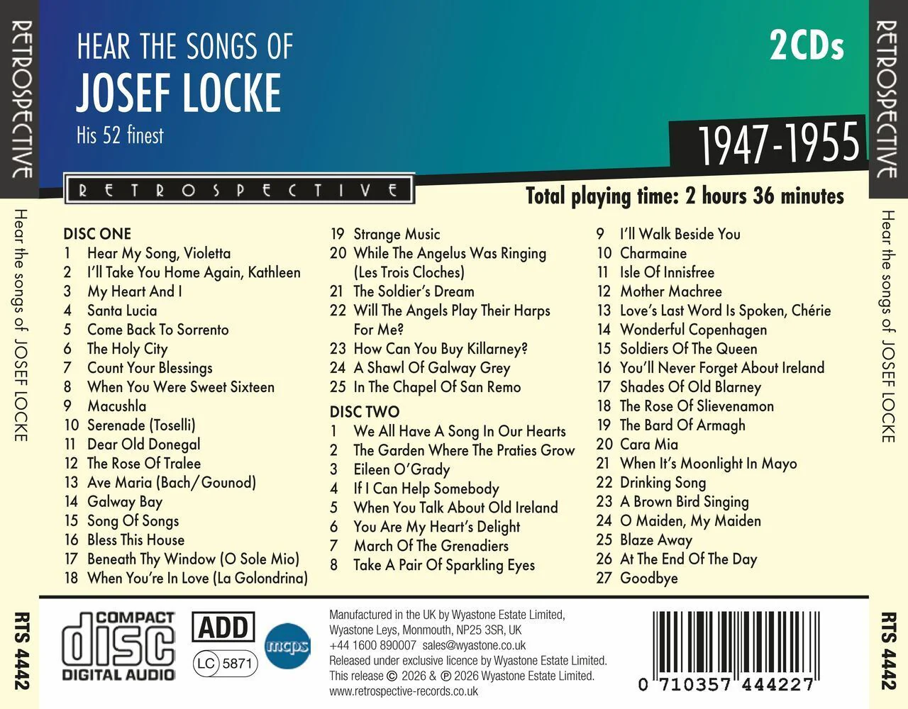Hear the Songs of Josef Locke: His 52 Finest 1947-1955 - Image 2