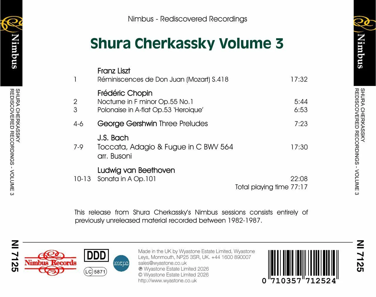 Shura Cherkassky: Nimbus Rediscovered Recordings, Volume 3 - Image 2